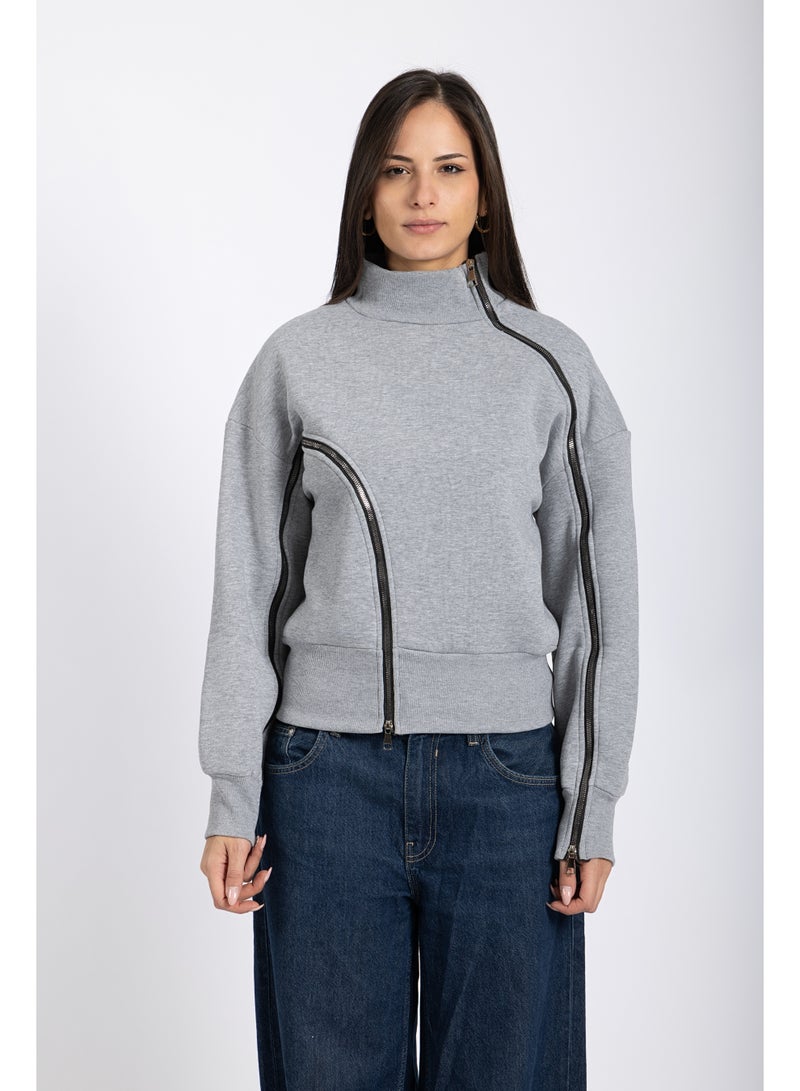 AMICI Double-zipper sweater Grey - Image 1